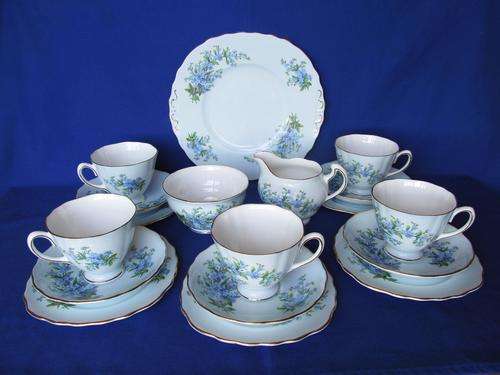 Colclough Pale Blue Teaset Pattern #7595