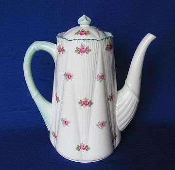 Shelley Dainty "Rosebud" Coffee Pot Pattern # 13426 - Mint Green Trim