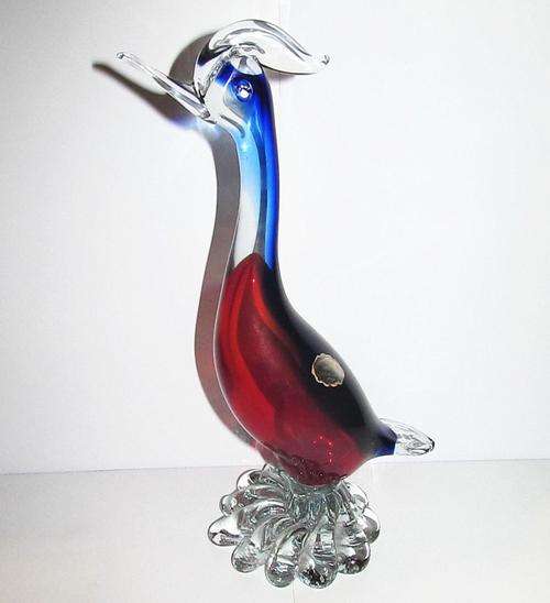 Murano - Genuine Venetian Glass Swan - Made In Italy - Large 34 cm With ORIGINAL LABEL