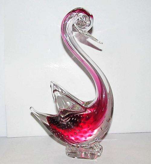 Murano Controlled Bubble Glass Swan - 22 cm