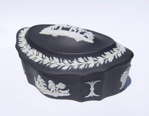 Wedgwood Black Jasperware Lidded Trinket Box