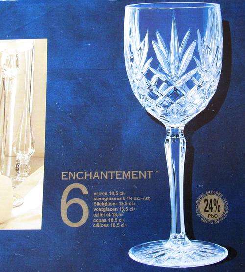 Cristal d'Arques "Enchantment" - Boxed Set Of Six 24% Lead Crystal Wine Glasses