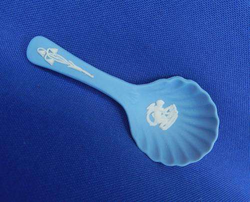 Wedgwood  Blue Jasperware Cupid Shell Christening Spoon