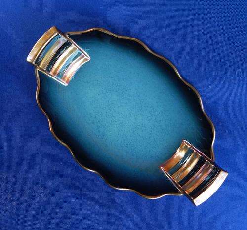 Carlton Ware Bleu Royale Footed Oval Two Handled Tray