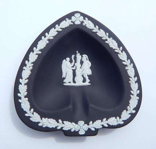 Wedgwood Black Jasperware Spade Shaped Pin Tray