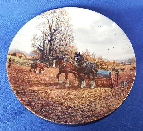 Wedgwood Danbury Mint "The Farm Year" Plate - April - The Seed Drill by Michael Herring