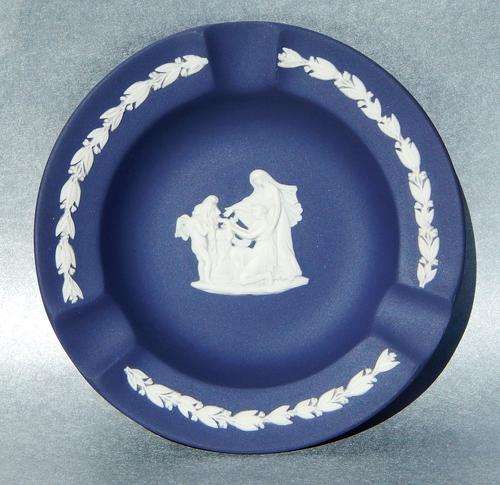 Wedgwood Portland Blue Jasperware "Cupid As Oracle" Ashtray / Pin Tray