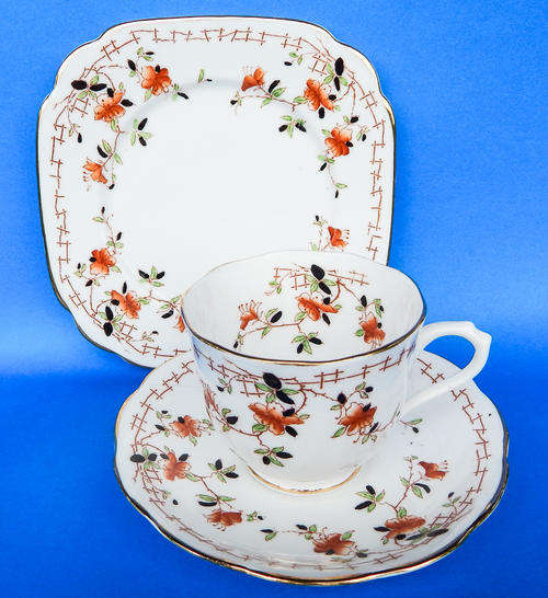 Royal Albert Crown China " Azalea " Trio - Made In England 1927-1935