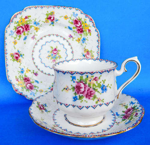 Royal Albert  " Petit Point "  Trio - Made In England