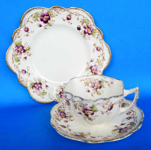 Mayer & Sherratt Melba China Daisy Shape Floral Trio - Circa 1921 - Made In England