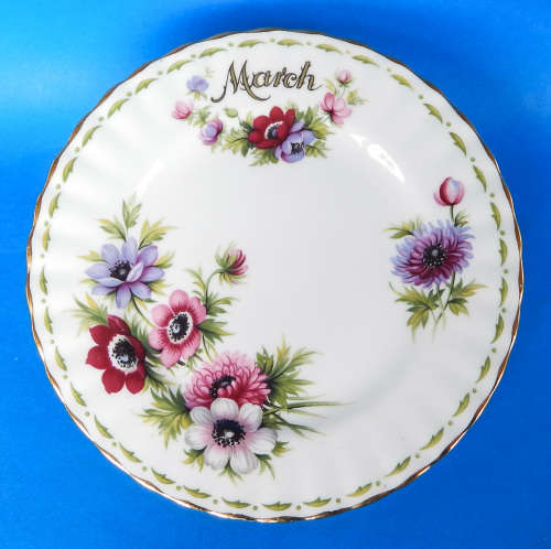Royal Albert Flower Of The Month Tea/Side Plate - March - Anemones - Made In England