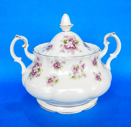 Royal Albert " Sweet Violets " Two Handled Lidded Sugar Bowl - Made In England