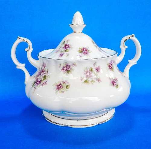 Royal Albert " Sweet Violets " Two Handled Lidded Sugar Bowl - Made In England