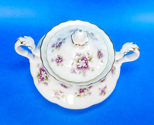 Royal Albert " Sweet Violets " Two Handled Lidded Sugar Bowl - Made In England