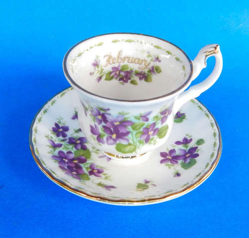 Royal Albert Flower Of The Month MINIATURE Duo - February - Violets - Made In England