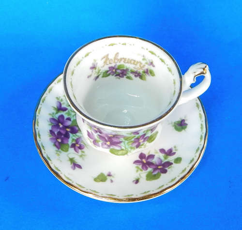 Royal Albert Flower Of The Month MINIATURE Duo - February - Violets - Made In England