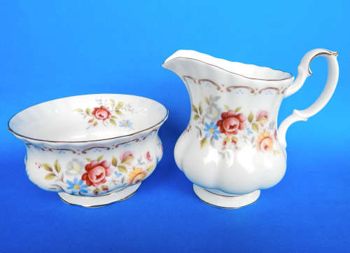 Royal Albert  " Jubilee Rose "  Milk Jug And Sugar Bowl - Made In England