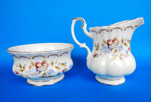 Royal Albert  " Jubilee Rose "  Milk Jug And Sugar Bowl - Made In England