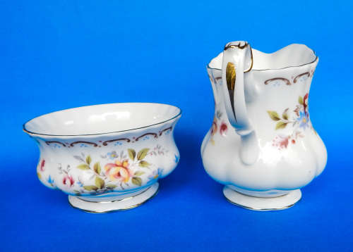 Royal Albert  " Jubilee Rose "  Milk Jug And Sugar Bowl - Made In England