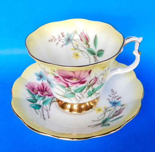 Royal Albert " Floral Harlequin " Yellow Duo Pattern # 4376 - Made In England