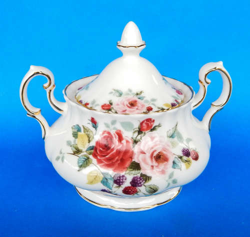 Royal Albert " ROSA " Two Handled Lidded Sugar Bowl