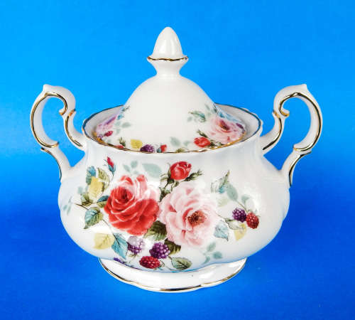 Royal Albert " ROSA " Two Handled Lidded Sugar Bowl