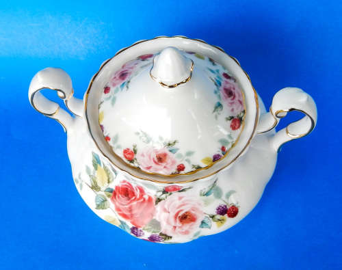 Royal Albert " ROSA " Two Handled Lidded Sugar Bowl