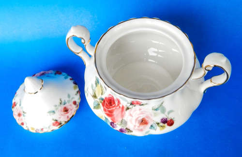 Royal Albert " ROSA " Two Handled Lidded Sugar Bowl