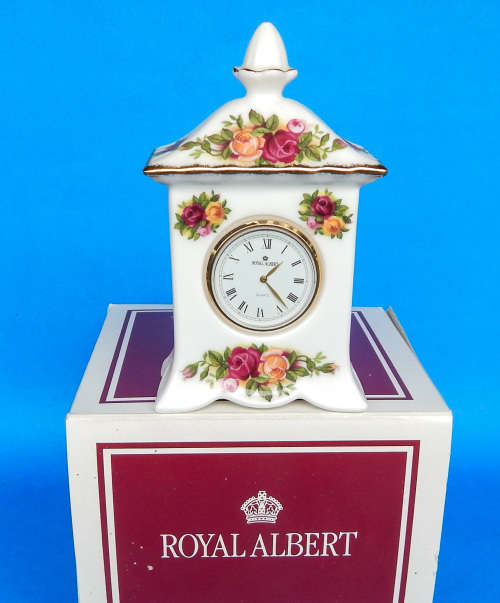 Royal Albert "Old Country Roses" Carriage Clock - Boxed - Made In England