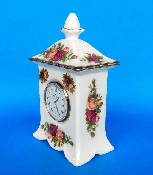 Royal Albert "Old Country Roses" Carriage Clock - Boxed - Made In England