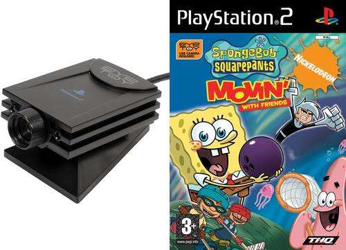 PS2 Spongebob Squarepants Movin With Friends Game With Camera Bundle
