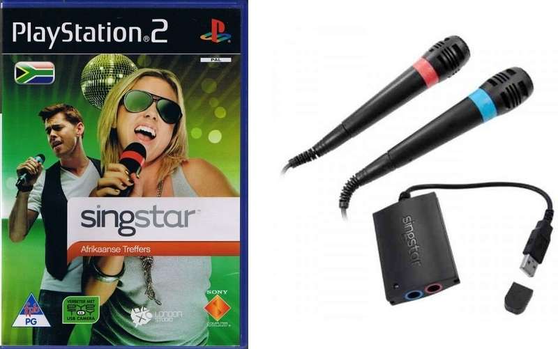 PS2 SINGSTAR AFRIKAANSE TREFFERS GAME WITH MICROPHONES BUNDLE / BID TO WIN