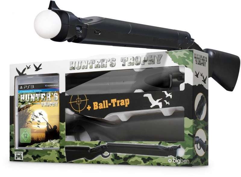 PS3 Hunters Trophy Game With Ball-Trap Gun Bundle / As New (Boxed)