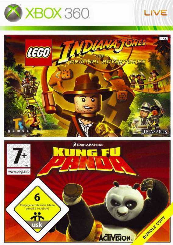 Xbox 360 Lego Indiana Jones The Original Adventures Kung Fu Panda Bundle / Original Product