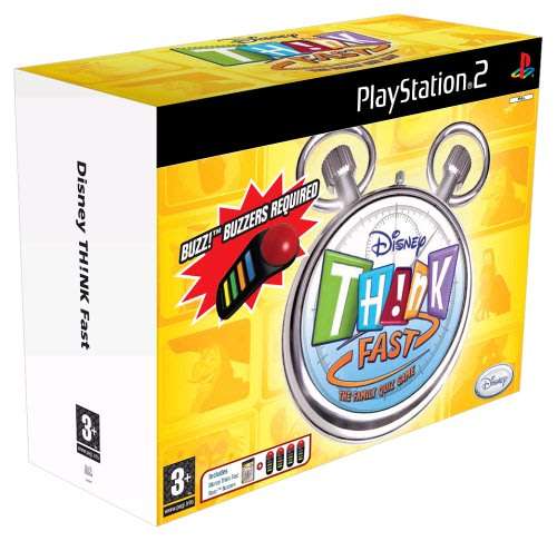 PS2 Disney Think Fast Game With Buzzers Bundle / As New (Boxed)