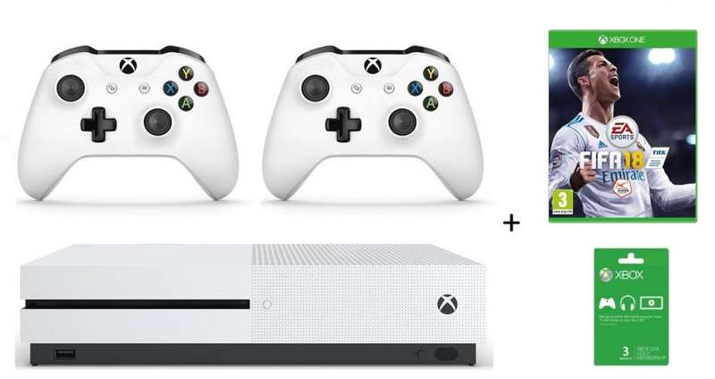 X1 S 1TB White Console 2 Wireless Controllers & FIFA 18 Bundle / Brand New (Sealed)