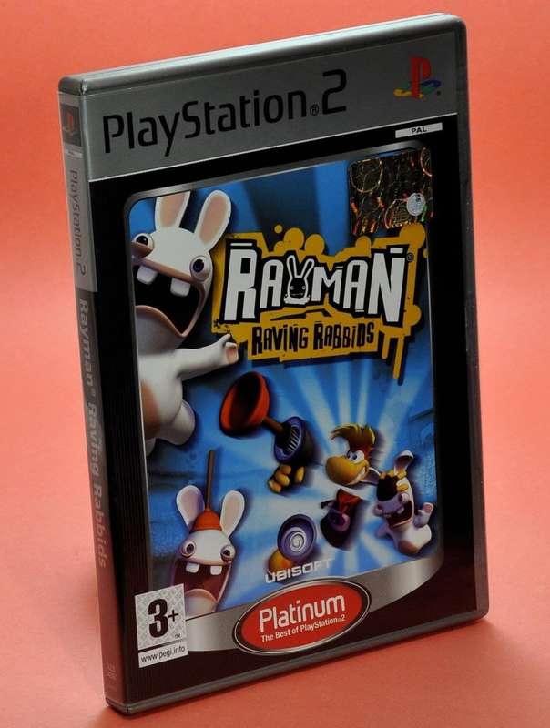 PS2 RAYMAN RAVING RABBIDS PLATINUM / BID TO WIN