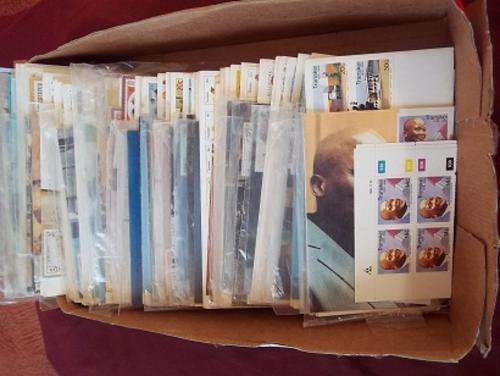 BOX WITH HOMELAND FDC'S AND MATCHING COILS PLUS POST CARDS