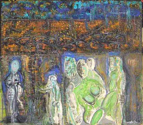 Bernstein Oil on Masonite:Title:Betwen the ego and higher self