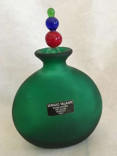 STUNNING GREEN SERGIO TALANTI HANDCRAFTED MURANO BOTTLE