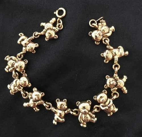 *** BEAUTIFUL TEDDY BEAR - GOLD TONE BRACELET  ***