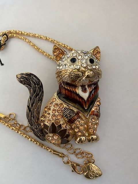 CUTE CAT RHINESTONE  BROOCH PIN / NECKLACE
