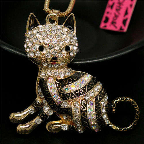 CUTE CAT RHINESTONE  BROOCH PIN / NECKLACE