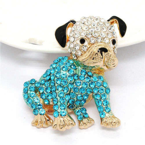 Beautiful Puppy Rhinestone Brooch Pin / Necklace