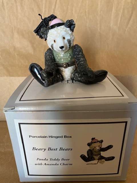 BEAUTIFUL PANDA PORCELAIN HINGED BOX PHB COLLECTION 2000