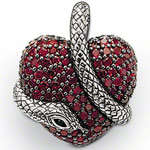 *** RED HEART / SNAKE PENDANT ***