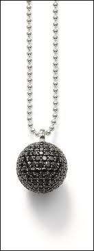 Authentic THOMAS SABO Large black disco ball and  925 sterling silver chain