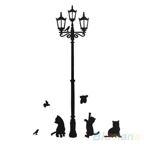 *** STREET LAMP CATS WALL STICKERS ***