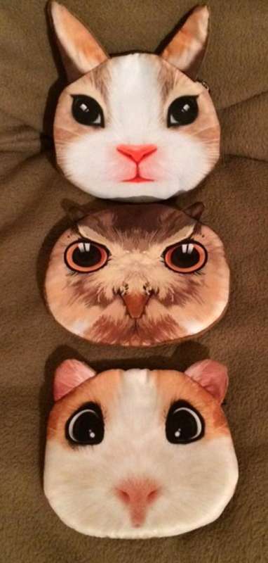 *** 3 CUTE SOFT ANIMAL COIN PURSES ***