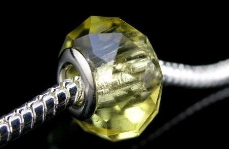 *** MURANO GLASS FACETED CRYSTAL BEAD LEMON GOLD - FIT PANDORA ***